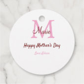 Eenvoudige Minimale moederdag monogram Roze Naam T Bedankjes Labels (Achterkant)