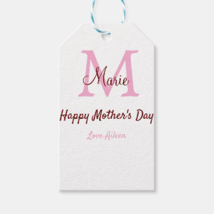 Eenvoudige Minimale moederdag monogram Roze Naam T Cadeaulabel