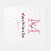Eenvoudige Minimale moederdag monogram Roze Naam T Fleece Deken (Voorkant (Horizontaal))