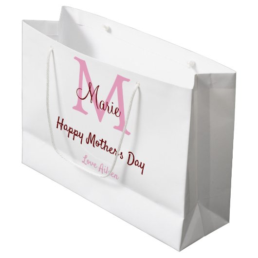 Eenvoudige Minimale moederdag monogram Roze Naam T Groot Cadeauzakje (Voorkant Gekanteld)