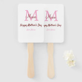 Eenvoudige Minimale moederdag monogram Roze Naam T Handwaaier (Voorkant en achterkant)