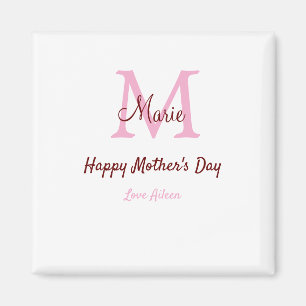 Eenvoudige Minimale moederdag monogram Roze Naam T Magneet