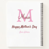 Eenvoudige Minimale moederdag monogram Roze Naam T Notitieboek (Achterkant)