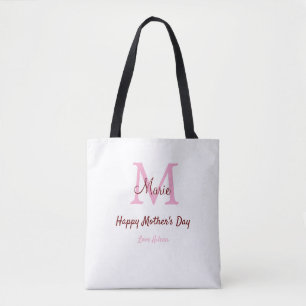 Eenvoudige Minimale moederdag monogram Roze Naam T Tote Bag