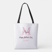 Eenvoudige Minimale moederdag monogram Roze Naam T Tote Bag (Achterkant)