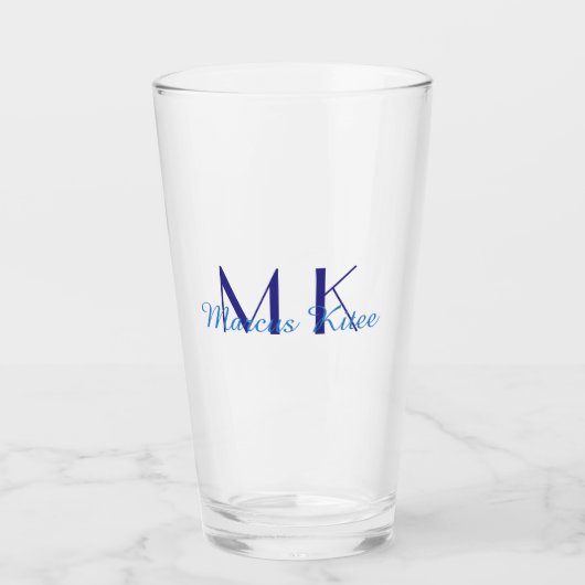 eenvoudige minimale monogram gepersonaliseerde naa glas (Voorkant)