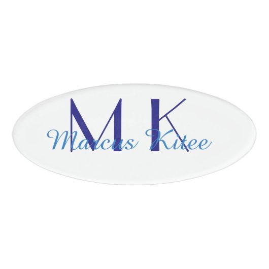 eenvoudige minimale monogram gepersonaliseerde naa naambadge (Voorkant)