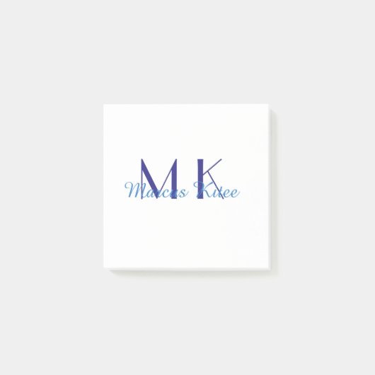 eenvoudige minimale monogram gepersonaliseerde naa post-it® notes (Voorkant)