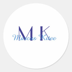 eenvoudige minimale monogram gepersonaliseerde naa ronde sticker