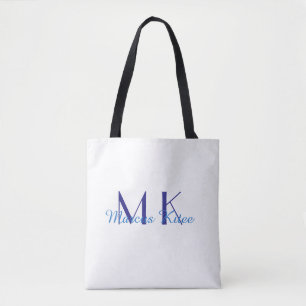 eenvoudige minimale monogram gepersonaliseerde naa tote bag