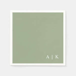 Eenvoudige Minimale Monogram Groen Custom Wedding Servet