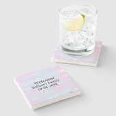 Eenvoudige Minimale Monogram logo Gepersonaliseerd Stenen Onderzetter (Zijkant)