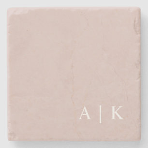Eenvoudige minimale monogram roze aangepaste Initi Stenen Onderzetter