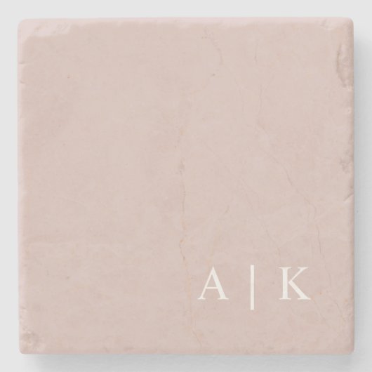 Eenvoudige minimale monogram roze aangepaste Initi Stenen Onderzetter (Voorkant)