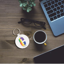 Eenvoudige minimale monogram-sleutelhanger