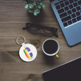 Eenvoudige minimale monogram-sleutelhanger sleutelhanger