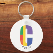 Eenvoudige minimale monogram-sleutelhanger sleutelhanger (Voorkant)