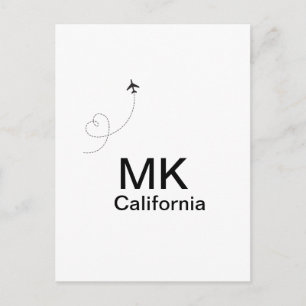 Eenvoudige minimale monogram voeg tekst reisvliegt briefkaart