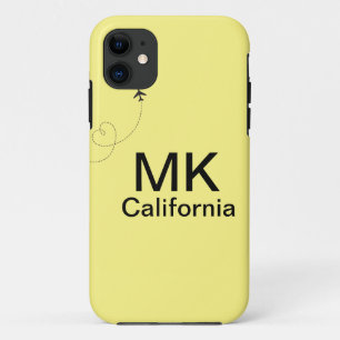 Eenvoudige minimale monogram voeg tekst reisvliegt Case-Mate iPhone case