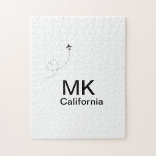 Eenvoudige minimale monogram voeg tekst reisvliegt legpuzzel