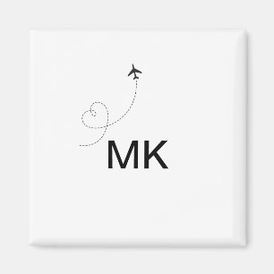 Eenvoudige minimale monogram voeg tekst reisvliegt magneet