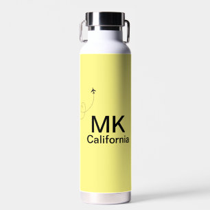 Eenvoudige minimale monogram voeg tekst reisvliegt waterfles