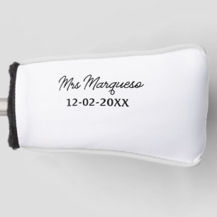 eenvoudige minimale monogramme mevrouw mijnheer na golfheadcover