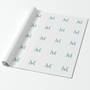 eenvoudige minimale naam monogram groen roze blauw cadeaupapier