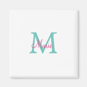 eenvoudige minimale naam monogram groen roze blauw magneet
