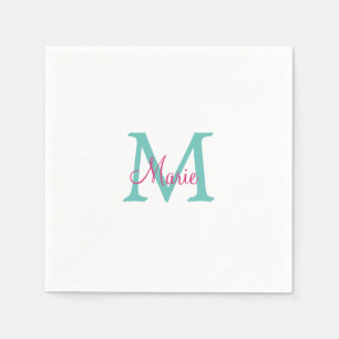 eenvoudige minimale naam monogram groen roze blauw servet