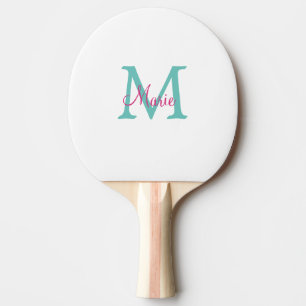 eenvoudige minimale naam monogram groen roze blauw tafeltennisbatje