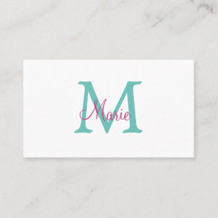 eenvoudige minimale naam monogram groen roze blauw visitekaartje