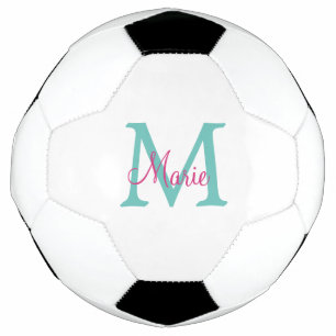 eenvoudige minimale naam monogram groen roze blauw voetbal
