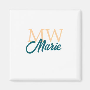 eenvoudige minimale naam monogram oranje blauw vet magneet