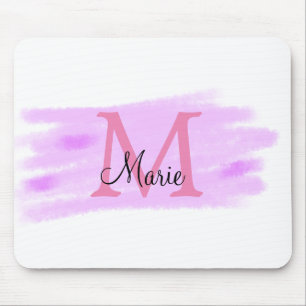 eenvoudige minimale naam monogram roze aquarel muismat