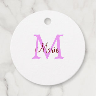 eenvoudige minimale naam monogram roze rood bedankjes labels