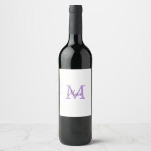 eenvoudige minimale naam monogram roze rood werp wijn etiket