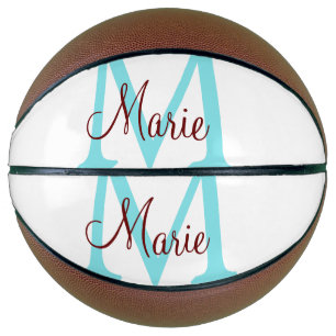 eenvoudige minimale naam monogram roze rood worp basketbal