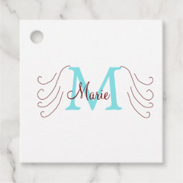 eenvoudige minimale naam monogram roze rood   worp bedankjes labels