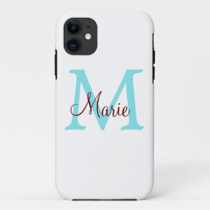 eenvoudige minimale naam monogram roze rood worp Case-Mate iPhone case