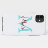 eenvoudige minimale naam monogram roze rood worp Case-Mate iPhone case (Achterkant (horizontaal))