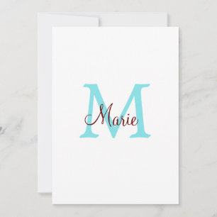 eenvoudige minimale naam monogram roze rood   worp feestdagenkaart