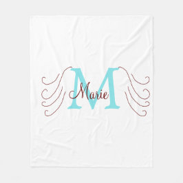 eenvoudige minimale naam monogram roze rood   worp fleece deken