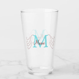 eenvoudige minimale naam monogram roze rood   worp glas