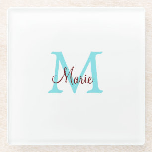 eenvoudige minimale naam monogram roze rood worp glazen onderzetter