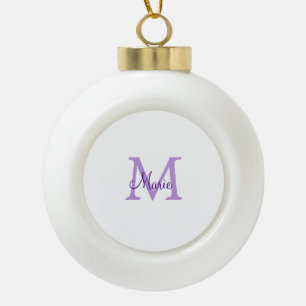 eenvoudige minimale naam monogram roze rood worp keramische bal ornament