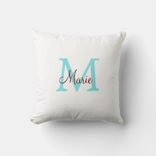 eenvoudige minimale naam monogram roze rood worp kussen