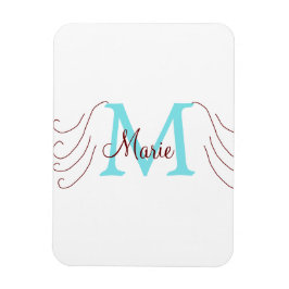 eenvoudige minimale naam monogram roze rood   worp magneet