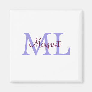 eenvoudige minimale naam monogram roze rood worp magneet