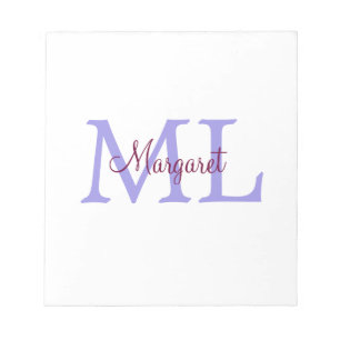 eenvoudige minimale naam monogram roze rood worp notitieblok